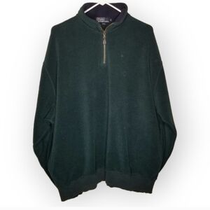 Vintage 90s Polo Ralph Lauren fleece pullover quarter zip Men's XL forest green